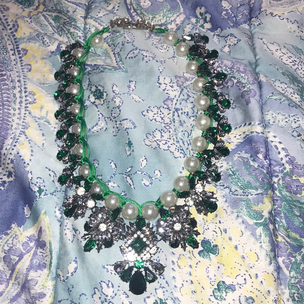 Pearl Crystallized Statement Necklace - image 1